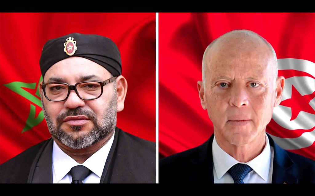 Maroc Tunisie Président de la République tunisienne Kaïs Saïed Roi du Maroc Mohammed VI