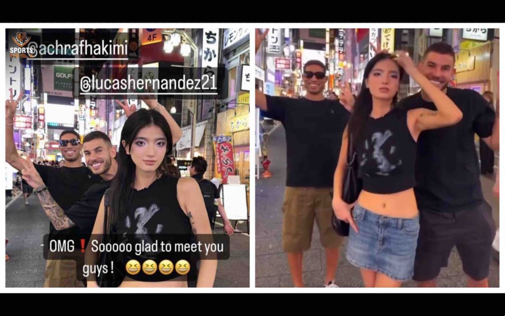 Tokyo photobombing Achraf Hakimi Lucas Hernandez Japon