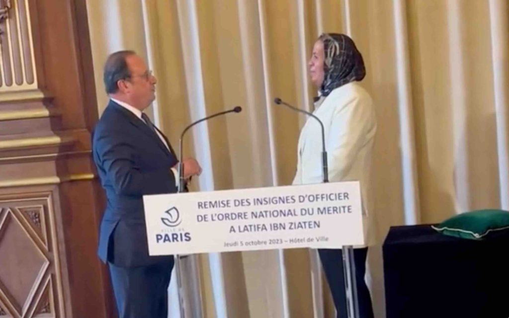 Latifa Ibn Ziaten décorée de l’insigne d’Officier de l’Ordre national du Mérite en France