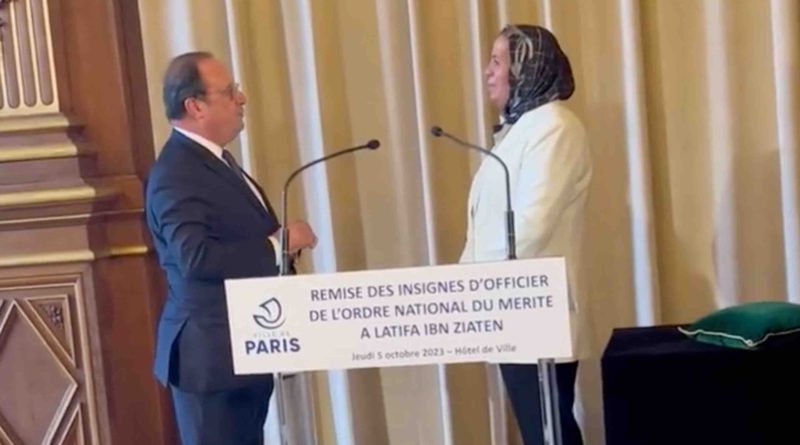 Latifa Ibn Ziaten décorée de l’insigne d’Officier de l’Ordre national du Mérite en France