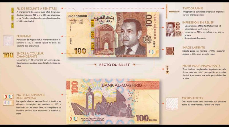 Maroc- nouveau billet de banque de 100 dirhams