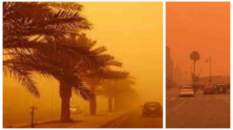 Maroc fortes rafales de vent avec chasse-poussière