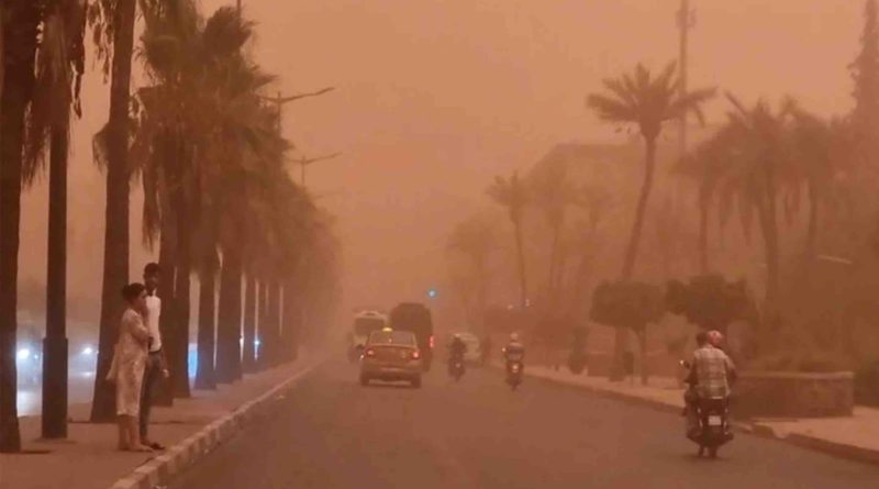 Maroc rafales vent fort chasse-poussière sable